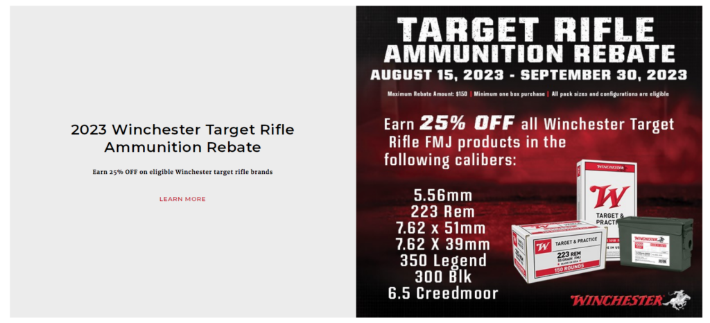 2023 Winchester Target Rifle Ammunition Rebate 8 15 23 9 30 23